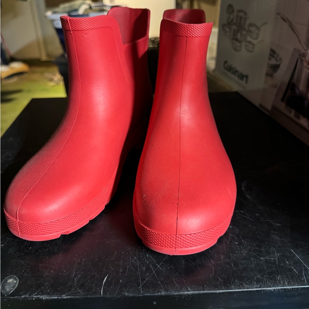 ☔️TOTES Red Rubber Ankle Rain Boots 🥾 Size 7.5